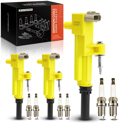 3 Pcs Yellow Ignition Coil & 6 Pcs Iridium Spark Plug Kit