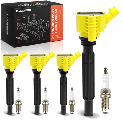 4 Pcs Yellow Ignition Coil &4 Pcs Iridium Spark Plug Kit