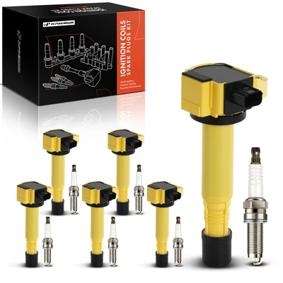 6 Pcs Yellow Ignition Coils & 6 Pcs Iridium Spark Plugs Kit