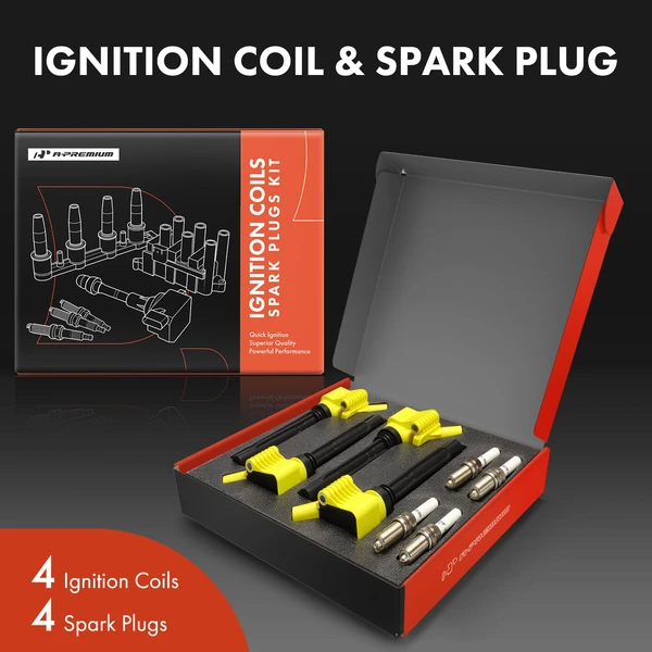 Ignition Coils & Spark Plugs Kits Set of A Set of 8 Iridium & Platinum Series, 4-Blade Terminal A-Premium APIC1584