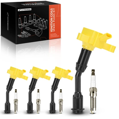 4 Pcs Yellow Ignition Coil & 4 Pcs Iridium Spark Plug Kit
