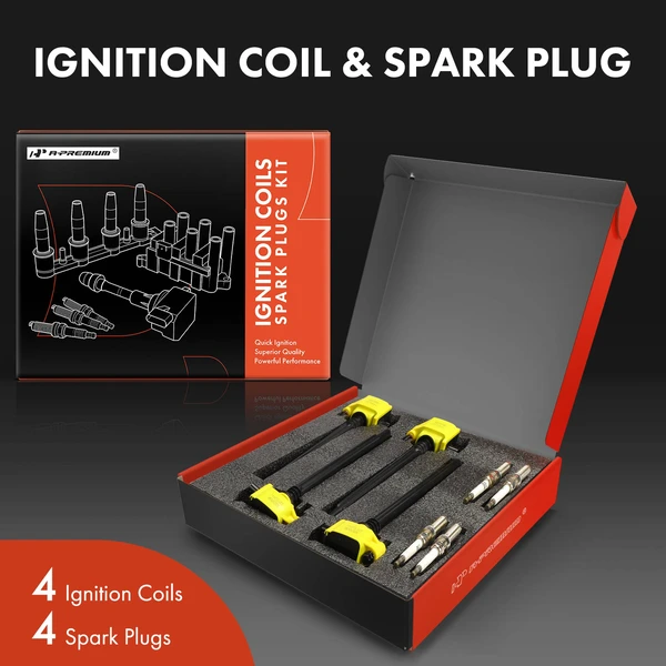 Ignition Coils & Spark Plugs Kits Set of 8 Iridium Series, 2-Blade Terminal A-Premium APIC1587