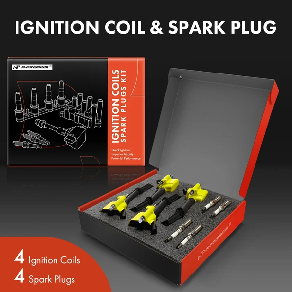 Ignition Coils & Spark Set of A Set of 8 Iridium Series, 4-Pin Terminal A-Premium APIC1435