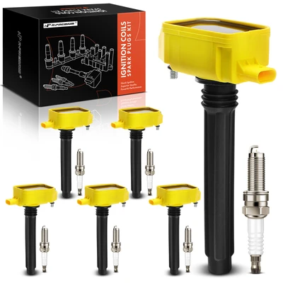 6 Pcs Yellow Ignition Coil & 6 Pcs Iridium Spark Plug Kit