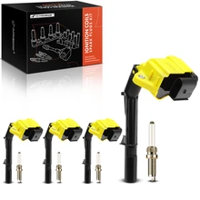 4 Pcs Yellow Ignition Coil & 4 Pcs Iridium Spark Plug Kit