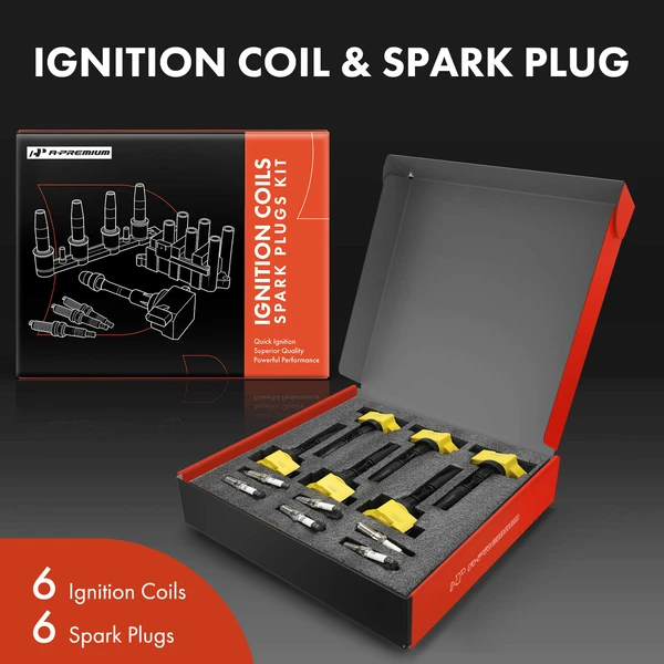 Ignition Coil & Iridium Spark Plug Kit Set of 12, 4-Pin Terminal A-Premium APIC1438