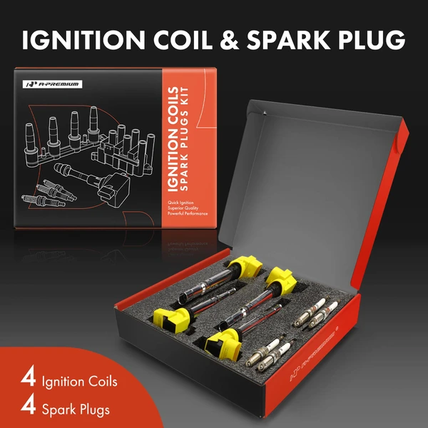 Ignition Coils & Spark Plugs Kits Set of A Set of 8 Iridium Series, 4-Blade Terminal A-Premium APIC1558