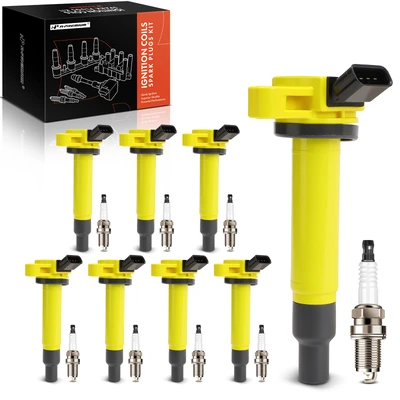 8 Pcs Yellow Ignition Coil & 8 Pcs Iridium Spark Plug Kit