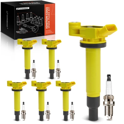 6 Pcs Yellow Ignition Coil & 6 Pcs Iridium Spark Plug Kit
