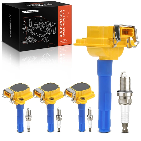 2002 2004-2005 Volkswagen Golf Ignition Coil and Spark Plug Kit Set of A Set of 8 Iridium & Platinum Series, 3-Blade Terminal A-Premium APIC1248