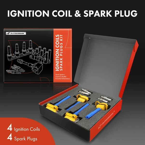 Ignition Coil and Spark Plug Kit Set of A Set of 8 Iridium & Platinum Series, 3-Blade Terminal A-Premium APIC1248