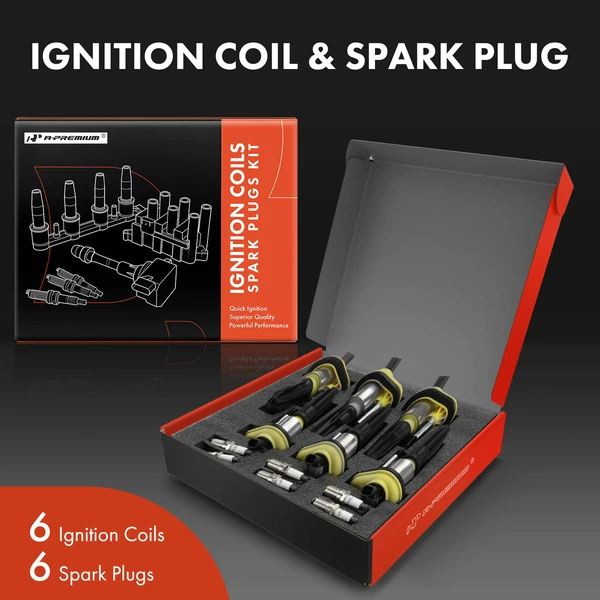 Ignition Coil and Spark Plug Kit Set of 12 Double Iridium Series, 3-Blade Terminal A-Premium APIC1200
