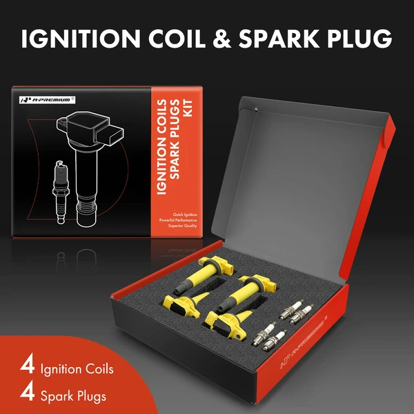 Ignition Coil and Spark Plug Kit Set of 8 Iridium Series, 4-Blade Terminal A-Premium APIC1125