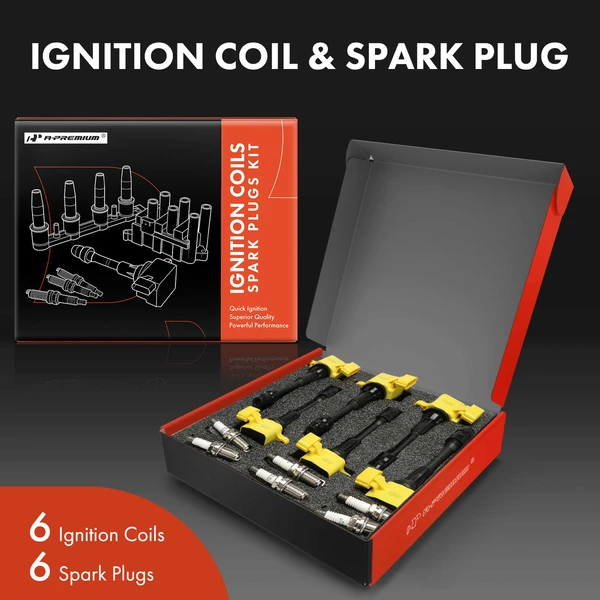 Ignition Coil and Spark Plug Kit Set of 12 Double Iridium Series, 3-Blade Terminal A-Premium APIC1126