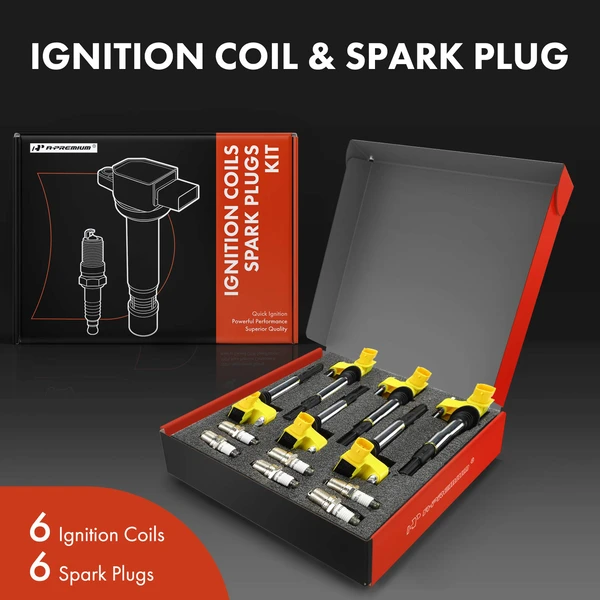 Ignition Coil and Spark Plug Kit Set of 12 Iridium & Platinum Series, 4-Blade Terminal A-Premium APIC1201