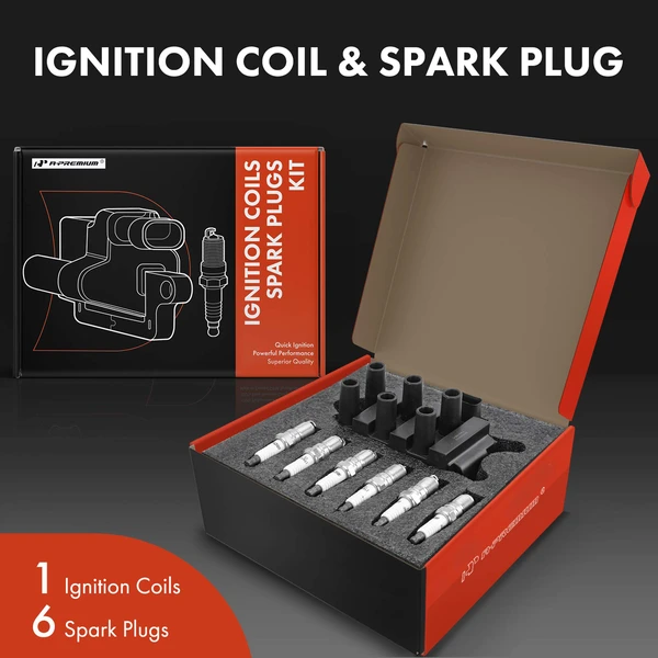 Ignition Coil and Spark Plug Kit Set of A Set of 7 Iridium Series, 4-Blade Terminal A-Premium APIC0630