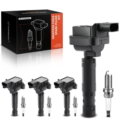 4 Pcs Black Ignition Coil & 4 Pcs IRIDIUM Spark Plug Kit