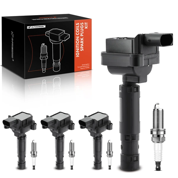 2003-2005 Mercedes-Benz C230 Ignition Coil and Spark Plug Kit Set of 8 Iridium Series, 3-Blade Terminal A-Premium APIC0631