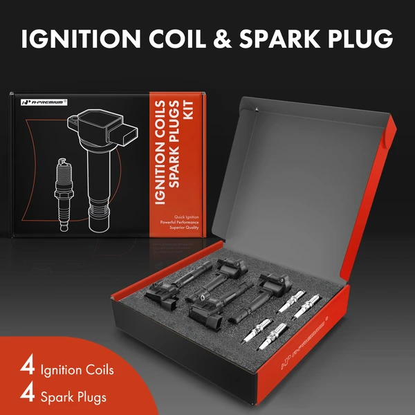 Ignition Coil and Spark Plug Kit Set of 8 Iridium Series, 3-Blade Terminal A-Premium APIC0631