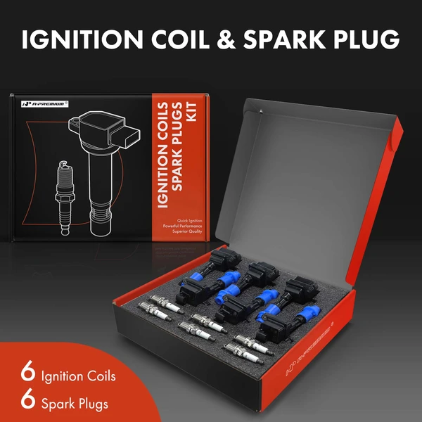Ignition Coil and Spark Plug Kit Set of 12 Iridium Series, 2-Blade Terminal A-Premium APIC0834