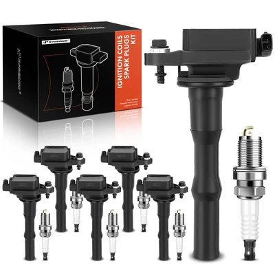 6 Pcs Black Ignition Coil & 6 Pcs IRIDIUM Spark Plug Kit