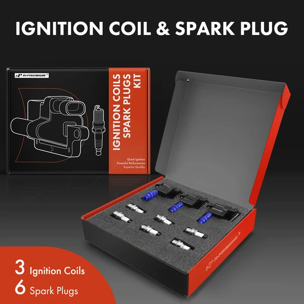 Ignition Coil and Spark Plug Kit Set of 9 Iridium Series, 2-Blade Terminal A-Premium APIC0503