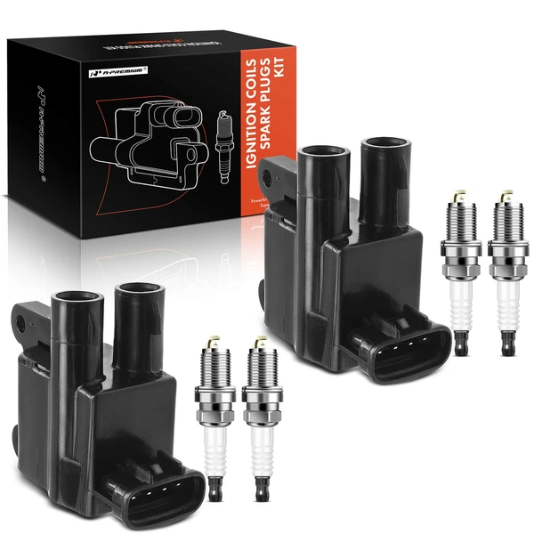 Ignition Coil and Spark Plug Kit Set of A Set of 6 Iridium Series, 4-Blade Terminal A-Premium APIC0504