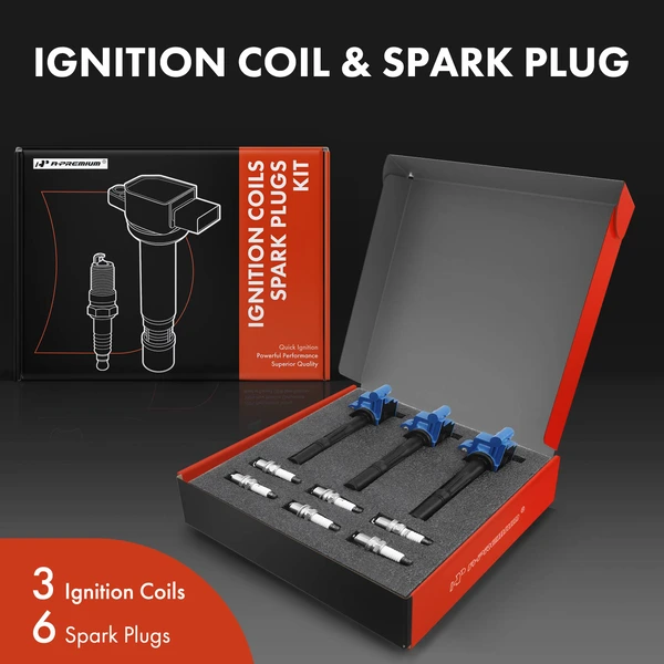 Ignition Coil and Spark Plug Kit Set of 9 Iridium Series, 2-Blade Terminal A-Premium APIC0500