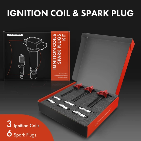Ignition Coil and Spark Plug Kit Set of A Set of 9 Iridium Series, 2-Blade Terminal A-Premium APIC0501