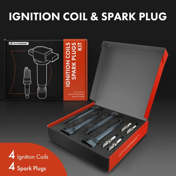 Ignition Coil and Spark Plug Kit Set of 8 Iridium Series, 4-Blade Terminal A-Premium APIC0617