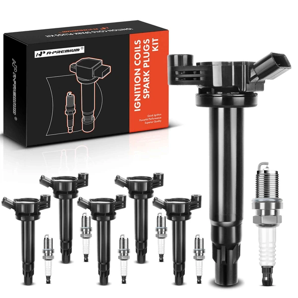 2004 Toyota Sienna Ignition Coil and Spark Plug Kit Set of A Set of 12 Iridium Series, 4-Blade Terminal A-Premium APIC0508