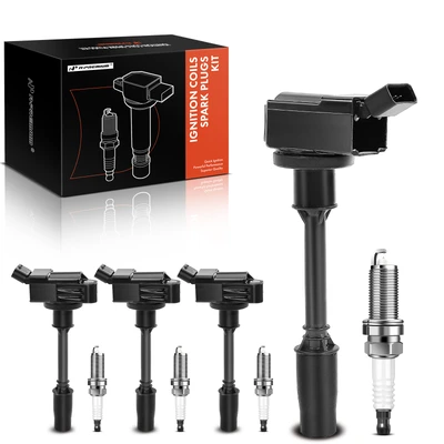 4 Pcs Black Ignition Coil & 4 Pcs IRIDIUM Spark Plug Kit