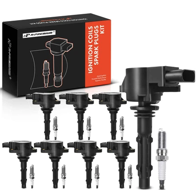 8 Pcs Black Ignition Coil & 8 Pcs IRIDIUM Spark Plug Kit