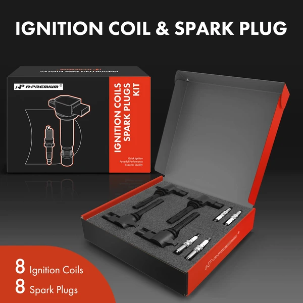 Ignition Coil and Spark Plug Kit Set of 16 Iridium Series, 4-Blade Terminal A-Premium APIC0510
