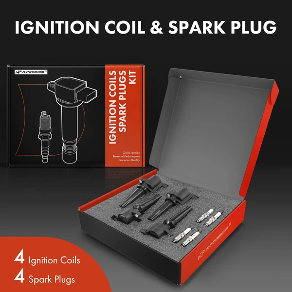 Ignition Coil and Spark Plug Kit Set of 8 Iridium Series, 2-Pin Terminal A-Premium APIC0759
