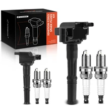 2 Pcs Black Ignition Coil & 4 Pcs IRIDIUM Spark Plug Kit