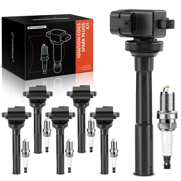 Ignition Coil and Spark Plug Kit Set of A Set of 12 Iridium Series, 3-Blade Terminal A-Premium APIC0637