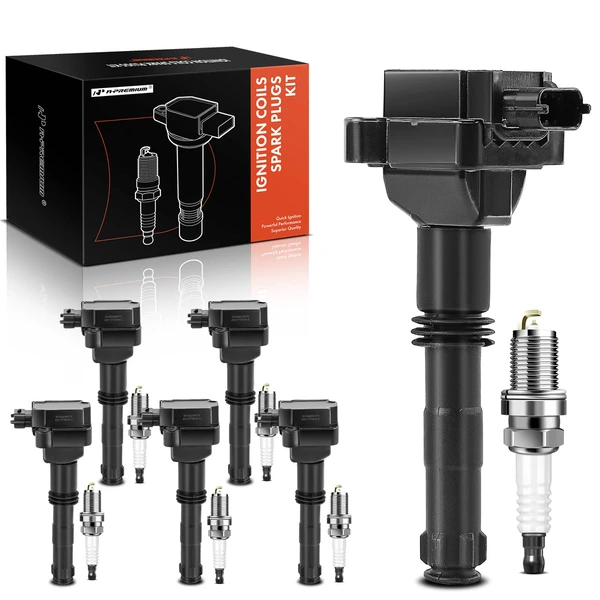 1999-2005 2007-2009 Porsche 911 Ignition Coil and Spark Plug Kit Set of 12 Iridium Series, 3-Blade Terminal A-Premium APIC0638