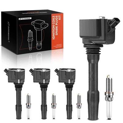 4 Pcs Black Ignition Coil & 4 Pcs IRIDIUM Spark Plug Kit