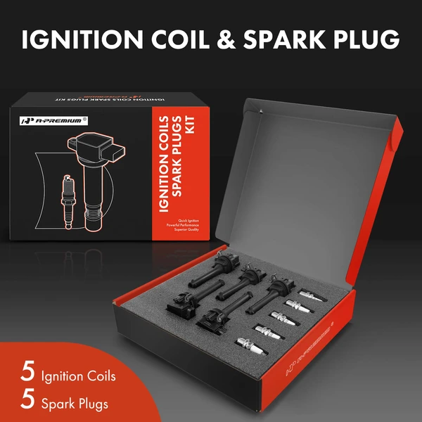 Ignition Coil and Spark Plug Kit Set of 10 Iridium Series, 4-Blade Terminal A-Premium APIC0522