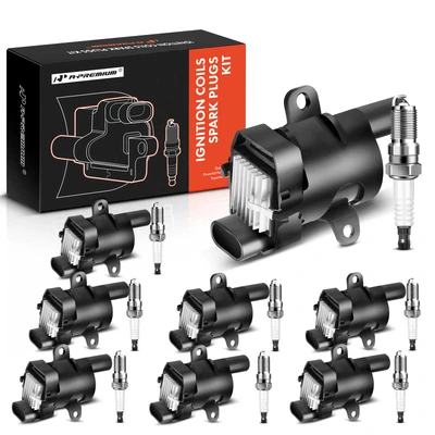 8 Pcs Black Ignition Coil & 8 Pcs IRIDIUM Spark Plug Kit
