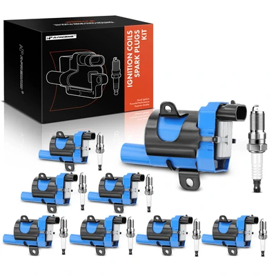 8 Pcs Blue Ignition Coil & 8 Pcs IRIDIUM Spark Plug Kit