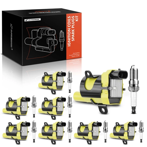 2004 GMC Envoy XUV Ignition Coil and Spark Plug Kit Set of 8 Iridium Series, 4-Blade Terminal A-Premium APIC0526