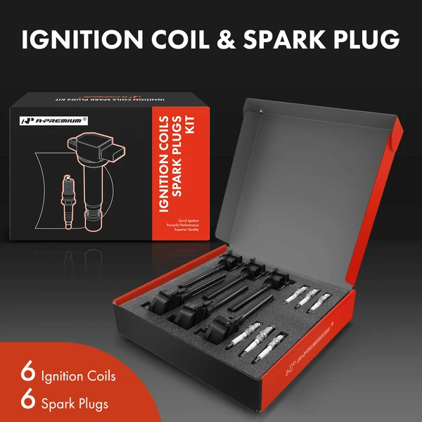 Ignition Coil and Spark Plug Kit Set of A Set of 12 Iridium Series, 2-Blade Terminal A-Premium APIC0529