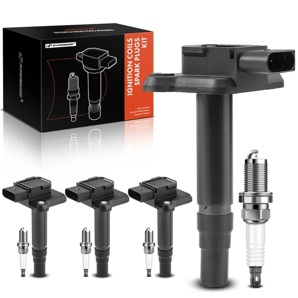 2000 Volkswagen Jetta Ignition Coil and Spark Plug Kit Set of A Set of 8 Iridium Series, 4-Blade Terminal A-Premium APIC0761