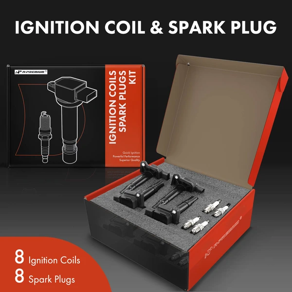 Ignition Coil and Spark Plug Kit Set of A Set of 16 Iridium Series, 4-Blade Terminal A-Premium APIC0762