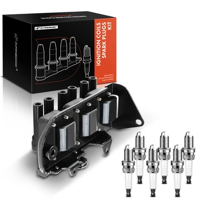 1 Pc Black Ignition Coil & 6 Pcs IRIDIUM Spark Plug Kit