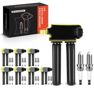 8 Pcs Yellow Ignition Coil & 16 Pcs IRIDIUM Spark Plug Kit