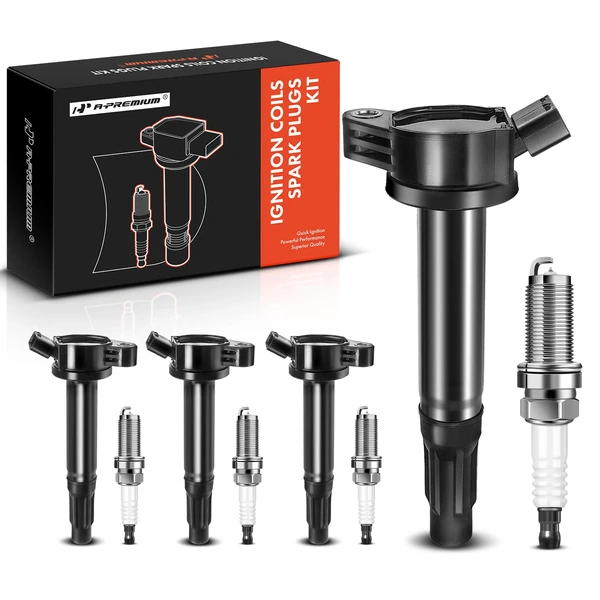 2011-2013 Toyota Sienna Ignition Coil and Spark Plug Kit Set of A Set of 8 Iridium Series, 4-Blade Terminal A-Premium APIC0515