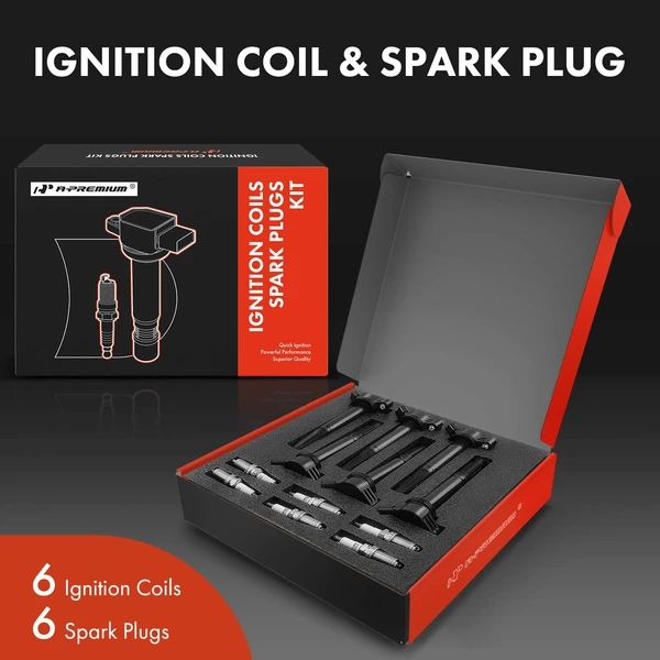 Ignition Coil and Spark Plug Kit Set of A Set of 12 Iridium Series, 4-Blade Terminal A-Premium APIC0516